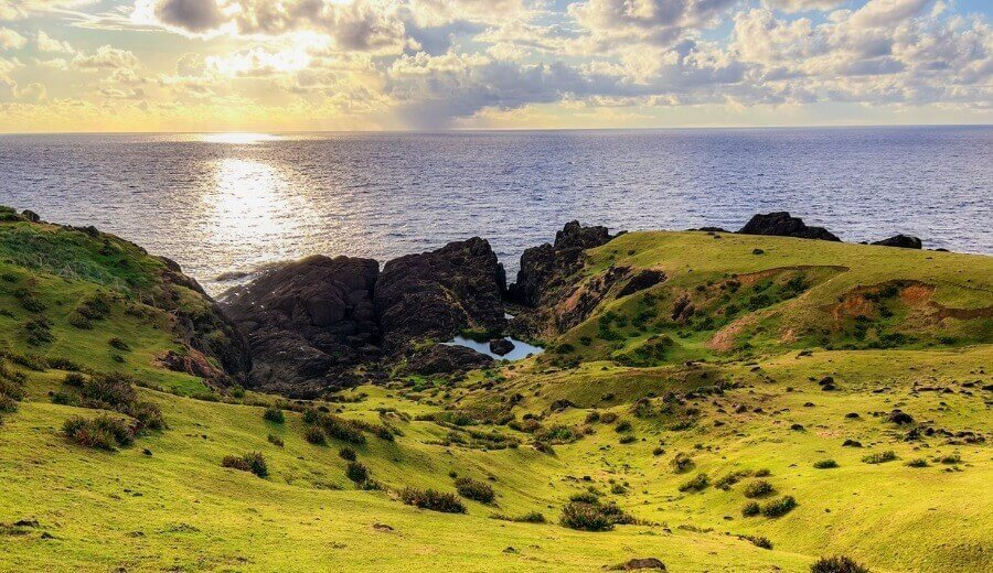 Binurong Point rolling hills at sunset